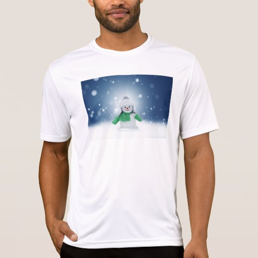 Weihnachtsschneemann SlipperyJoe grüner Schal m T-Shirt (Vorderseite)