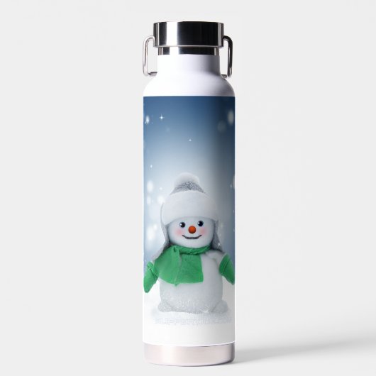 Weihnachtsschneemann SlipperyJoe grüner Schal m Trinkflasche (Vorne)