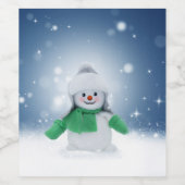 Weihnachtsschneemann SlipperyJoe grüner Schal m Weinetikett (Einzelnes Label)