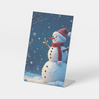 Weihnachtsschneemann - Standzeichen Sockelschild