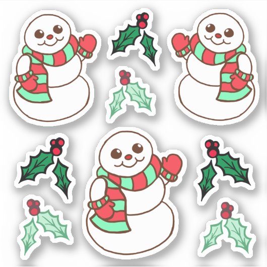 Weihnachtsschneemann Stickers Aufkleber (Vorderseite)