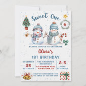 Weihnachtsschneemann Sweet One Holiday 1. Geburtst Einladung (Vorderseite)
