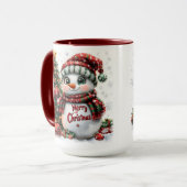 Weihnachtsschneemann Tasse (Vorderseite Links)