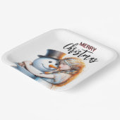 Weihnachtsschneemann und ein Mädchen Pappteller (Gewinkelt)