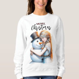 Weihnachtsschneemann und ein Mädchen Sweatshirt
