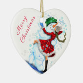 Weihnachtsschneemann und Girl Dance Keramik Ornament (Rechts)
