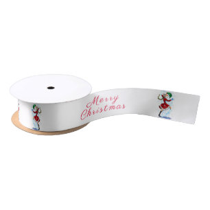 Weihnachtsschneemann und Girl Dancing Satin Ribbon Satinband