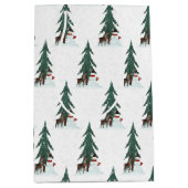 Weihnachtsschneemann und Hirsche Mittlere Geschenktüte (Vorderseite)