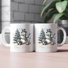 Weihnachtsschneemann und Hund Kaffeetasse