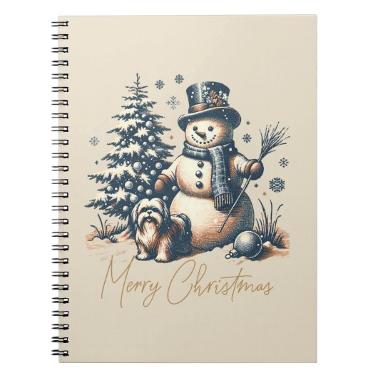 Weihnachtsschneemann und Hund Notizblock (Vorderseite)