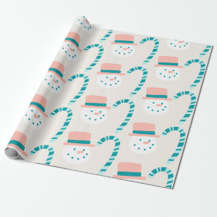Weihnachtsschneemann und Kerzen Geschenkpapier