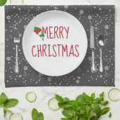 Weihnachtsschneemann und Schneeflocken Küchentüche Geschirrtuch (Gefaltet)