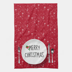 Weihnachtsschneemann und Schneeflocken Küchentüche Geschirrtuch