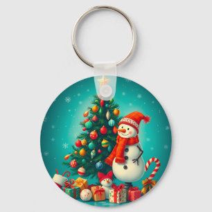 Weihnachtsschneemann und Weihnachtsbaum mit Gesche Schlüsselanhänger