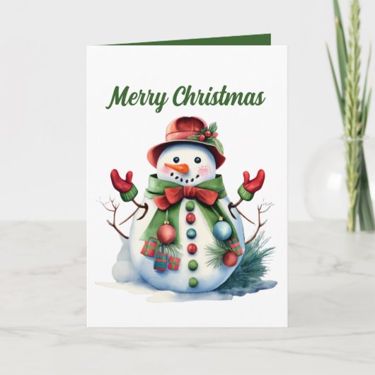 Weihnachtsschneemann Watercolor fügt Text hinzu Karte (Vorderseite)