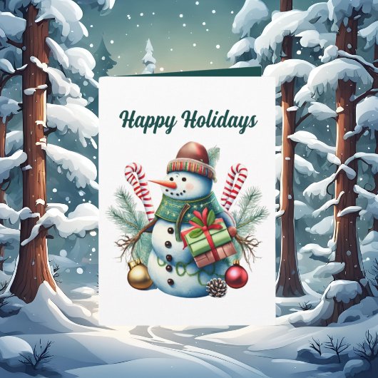 Weihnachtsschneemann Watercolor fügt Text hinzu Karte