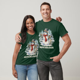 Weihnachtsschneemann Watercolor fügt Text hinzu T-Shirt