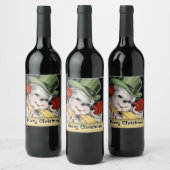 Weihnachtsschneemann Weihnachtsgetränk Weinetikett (Flaschen)