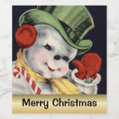 Weihnachtsschneemann Weihnachtsgetränk Weinetikett (Einzelnes Label)