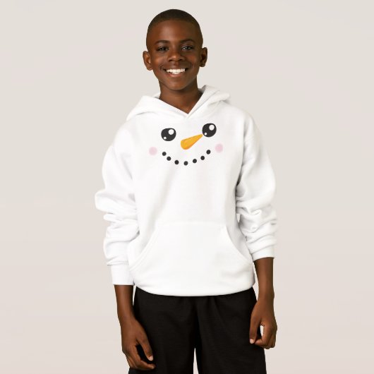 Weihnachtsschneemann, weißer Schneemann, Karottenn Hoodie (Vorne ganz)
