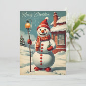 Weihnachtsschneemann Winter Feiertagskarte (Stehend Vorderseite)