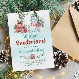 Weihnachtsschneemann Winter Onederland 1. Geburtst Einladung