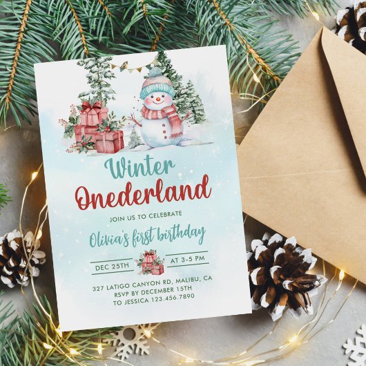Weihnachtsschneemann Winter Onederland 1. Geburtst Einladung