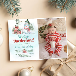 Weihnachtsschneemann Winter Onederland 1. Geburtst Einladung