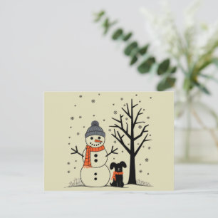 Weihnachtsschneemann Xmas Hund Winter Feiertagspostkarte