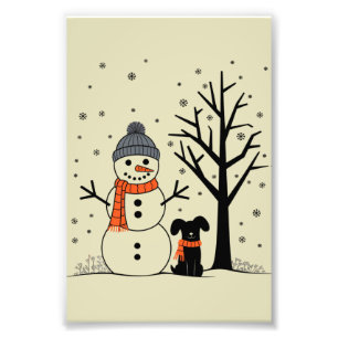 Weihnachtsschneemann Xmas Hund Winter Fotodruck