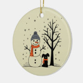 Weihnachtsschneemann Xmas Hund Winter Keramik Ornament (Links)