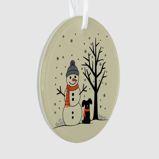 Weihnachtsschneemann Xmas Hund Winter Ornament (Vorderseite)