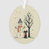 Weihnachtsschneemann Xmas Hund Winter Ornament (Vorderseite)