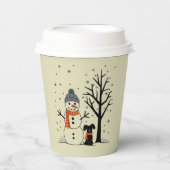 Weihnachtsschneemann Xmas Hund Winter Pappbecher (Vorderseite)