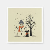 Weihnachtsschneemann Xmas Hund Winter Serviette (Vorderseite)