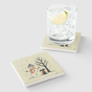 Weihnachtsschneemann Xmas Hund Winter Steinuntersetzer