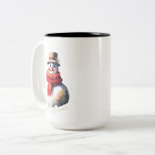 Weihnachtsschneemann Zweifarbige Tasse (Vorderseite Links)