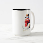Weihnachtsschneemann Zweifarbige Tasse (VorderseiteRechts)