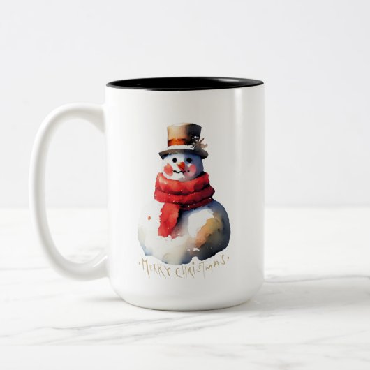 Weihnachtsschneemann Zweifarbige Tasse (Links)