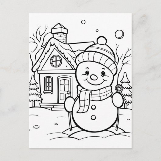 Weihnachtsschneemännchen färben postkarte (Vorderseite)
