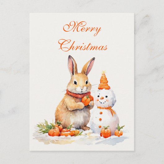 Weihnachtsschneemännchen tragen Aquarell Postkarte (Vorderseite)