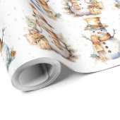 Weihnachtsschneemänner auf Weiß Geschenkpapier (Rolleneckpunkt)