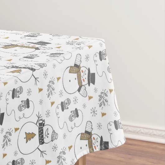 Weihnachtsschneemänner, Bäume und Zähne Tischdecke (Beispiel)