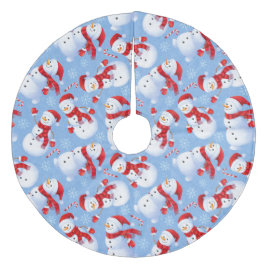 Weihnachtsschneemänner Fleece Weihnachtsbaumdecke