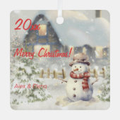 Weihnachtsschneemänner Foto Retro Square Ornament (Vorderseite)