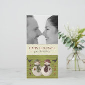 Weihnachtsschneemänner Fotokarten Feiertagskarte (Stehend Vorderseite)