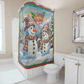 Weihnachtsschneemänner, frohe Weihnachten, Duschvorhang (Beispiel)