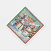 Weihnachtsschneemänner, frohe Weihnachten, Serviette (Ecke)