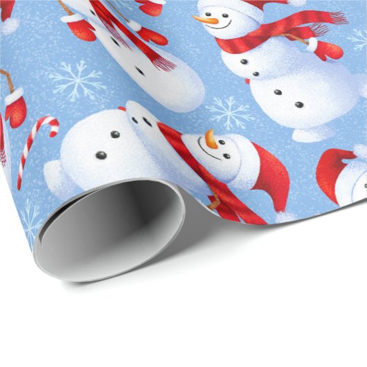 Weihnachtsschneemänner Geschenkpapier (Rolleneckpunkt)