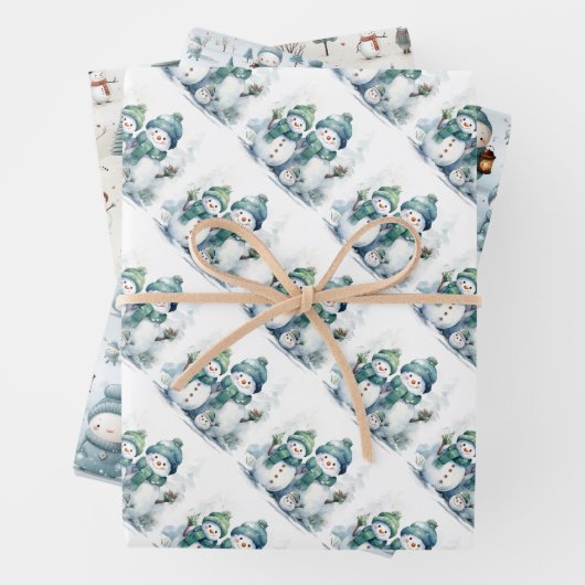 Weihnachtsschneemänner Geschenkpapier Set (Beispiel)